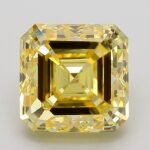 4.02 Carat Fancy Vivid Yellow Square Emerald Cut Lab Grown Diamond | VVS2 | IGI Certified | ARM1072