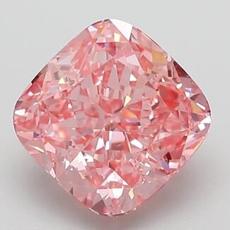 3.08 Carat Fancy Vivid Pink Square Cushion Modified Brilliant Lab Grown Diamond | VVS2 | IGI Certified | ARM217