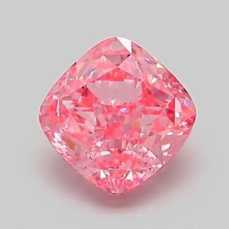 1.08 Carat Fancy Vivid Pink Square Cushion Modified Brilliant Lab Grown Diamond | VVS2 | IGI Certified | ARM067