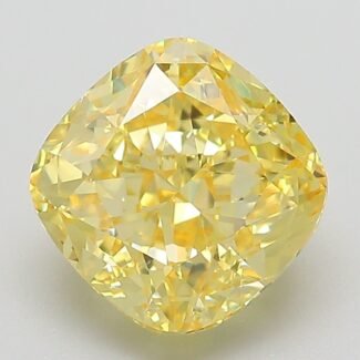 3.09 Carat Fancy Vivid Yellow Square Cushion Modified Brilliant Lab Grown Diamond | VVS2 | IGI Certified | ARM1042